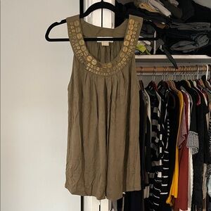 Michael Kors Olive Embellished Tank Top